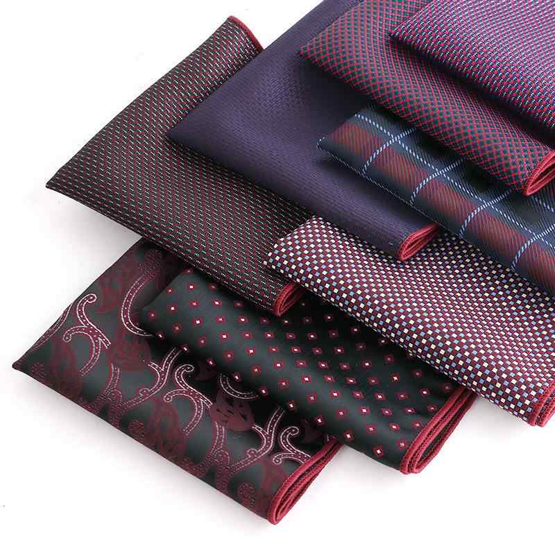 ポケットチーフ 男性用 フォーマル ハンカチ ポリエステル ドット柄 ワインレッド 結婚式 新郎 パーティー(x2)