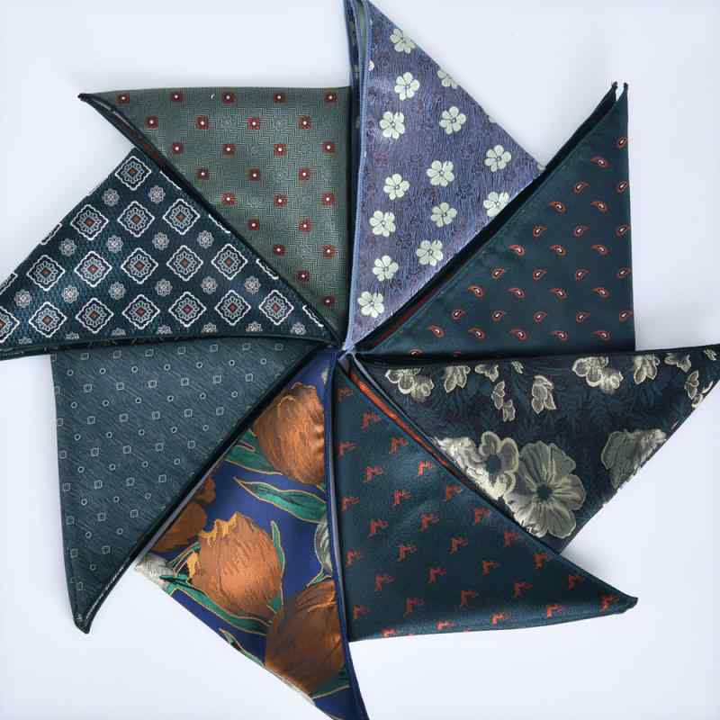 ポケットチーフ 男性用 フォーマル ハンカチーフ ポリエステル 大判 森林柄 花柄 ジャカード 秋冬