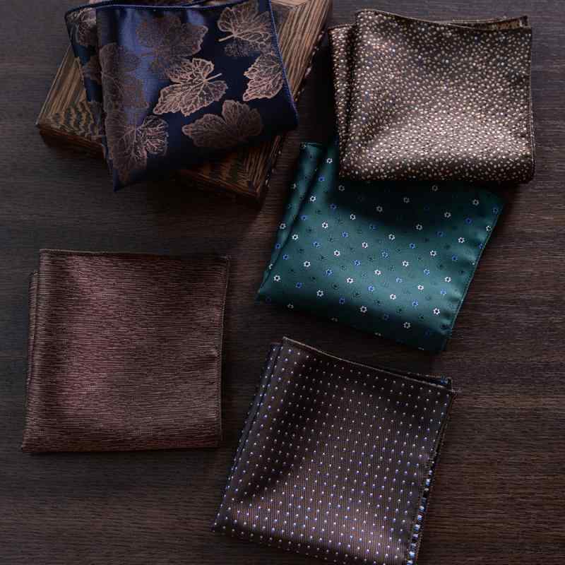 ポケットチーフ 男性用 ビジネス カジュアル 紳士的 花柄 ブラウン コーヒー色 レトロ 結婚式 フォーマル パーティー