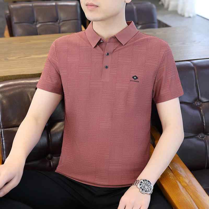 Rakuten - Tシャツ メンズ 半袖 スリム コットン 襟付き POLOシャツ 韓国 プリント 薄手 通気性 ブラック ホワイト レッド グリーン M L XL 2XL 3XL 4XL 5XL