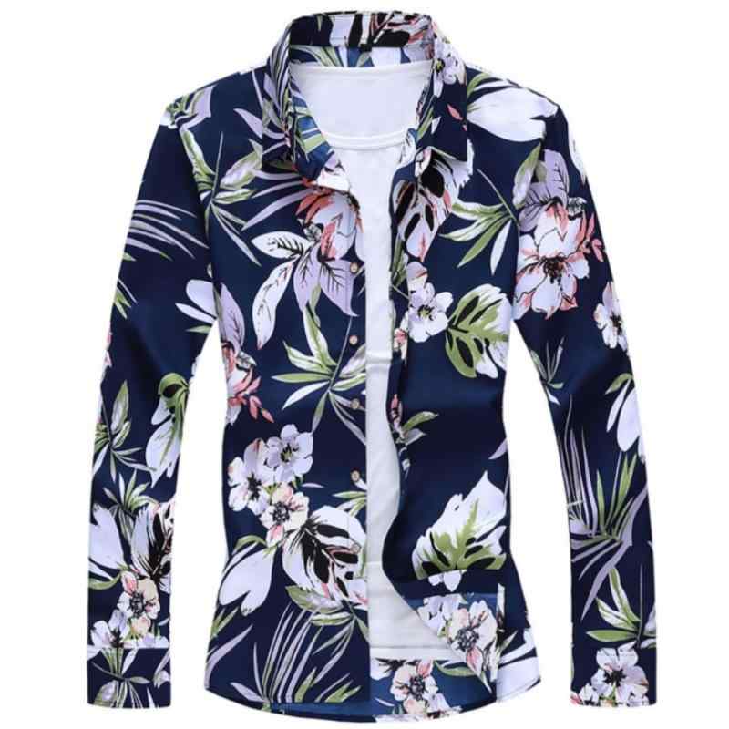 Short Sleeves （Shape Holding） - シャツ メンズ 男性用 長袖シャツ ポリエステル 花柄 プリント レギュラーカラー カジュアルシャツ 普段使い おしゃれ 大きいサイズ(x2)