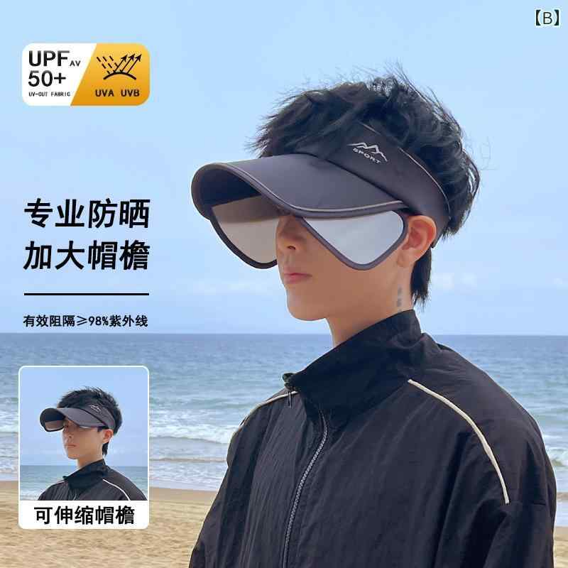 つば広の サンハット 男性用 夏 日焼け防止 伸縮性 サイクリング 登山 トップ.カラ...