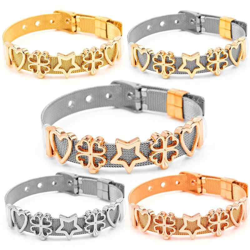 ブレスレット レディース メンズ ペア ウォッチバンド風 ステンレス 10mm幅 調節可能 メッシュ 電気メ..