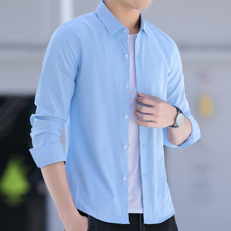 シャツ メンズ 男性用 長袖シャツ リネン 亜麻 無地 薄手 カジュアル ビジネス フォーマル 白 青 黒 接..