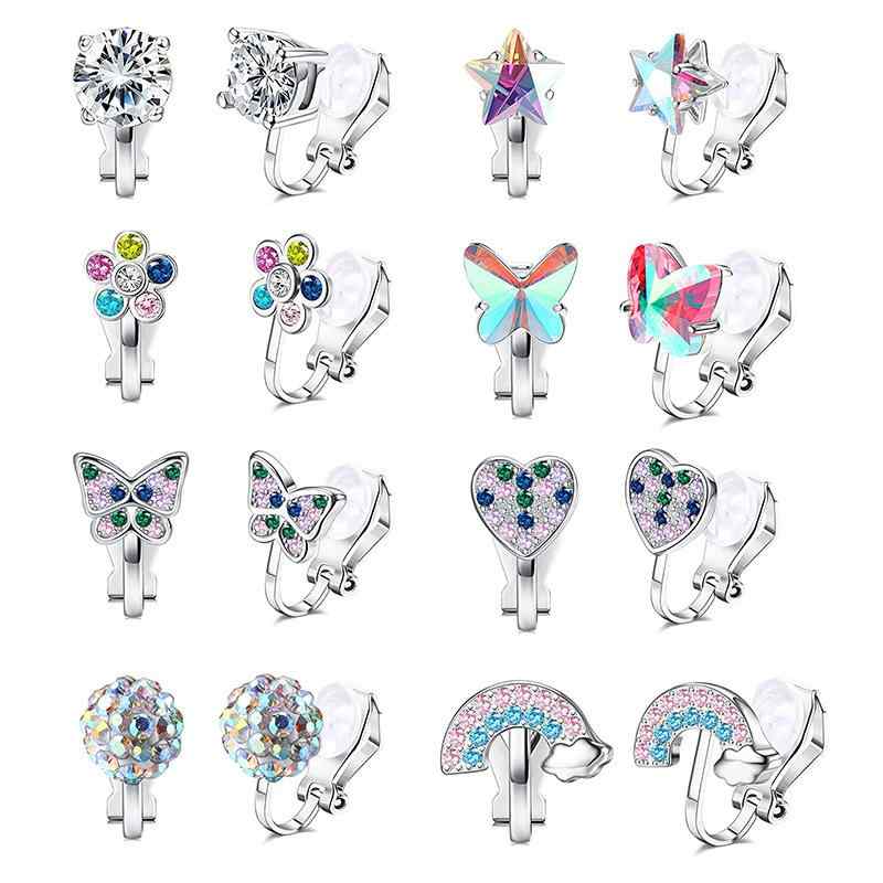 Turquoise - キッズ アクセサリー イヤリング U形 幾何学模様 動物柄 イニシャル 合金 ノンホールピアス イヤーカフ クリップ式 痛くなりにくい かわいい 子供用 ジュエリー パーティー ギフト