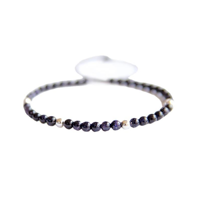 ブレスレット レディース 腕輪 森ガール ブルーサンドストーン オブシディアン 学生 ガールフレンド 贈り物 シルバーカラー ゴールドカラー