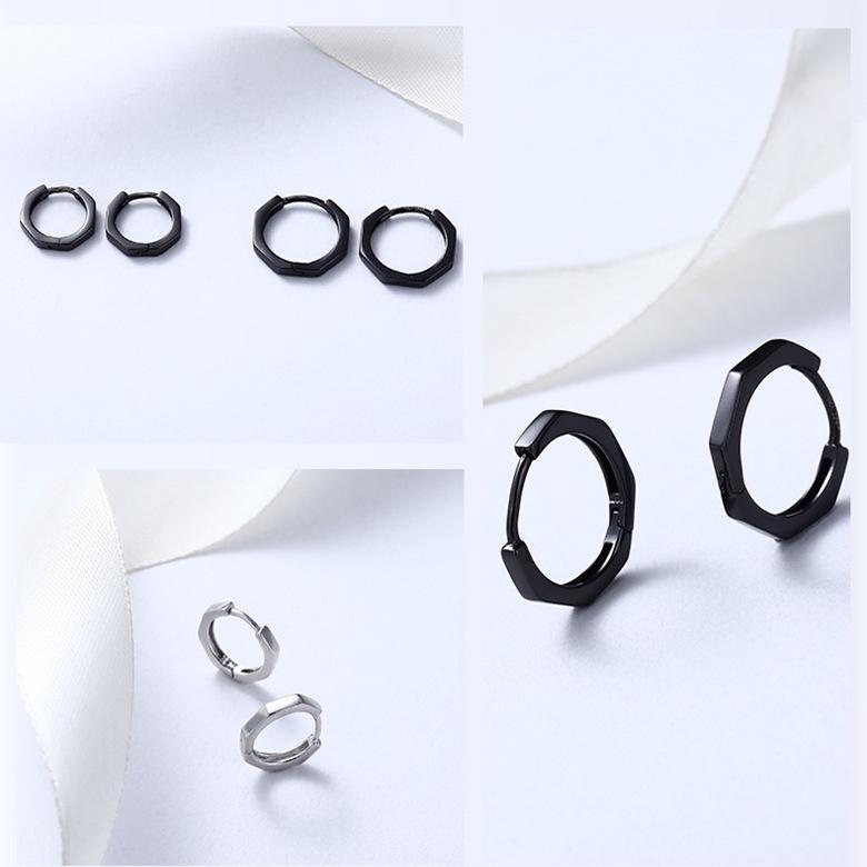 ピアス メンズ 男性用 レディース 幾何学 シルバー925 銀製 イヤーカフ イヤリング クール ブラック 黒 パンクスタイル1