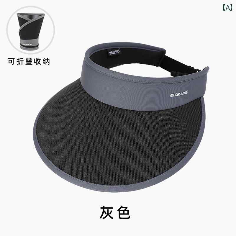 メンズ ブラック ビニール サンハット 夏用 つば広 アウトドア スポーツ バイザー ハット.カラフルカラーオシャレデザイン。シンプルスタイル発売年とシーズン：2025年夏帽子のクラウンスタイル：オープンクラウン適している用途: 旅行帽子のつばのスタイル：つば広.20～24歳適した季節: 春と夏スタイル: サンハット主な素材：ナイロン対象者: 男性サイズ: フリーサイズ.調節可能 (56-60cm)カラーオプション: グレー (ヘッドバンド).ブラック (ヘッドバンド).ネイビーブルー (ヘッドバンド).ホワイト (ヘッドバンド).グレー (折りたたみ式).ブラック (折りたたみ式).ネイビーブルー (折りたたみ式).ホワイト (折りたたみ式)