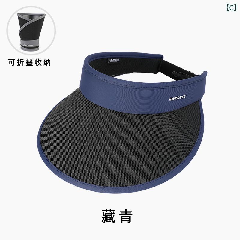 メンズ ブラック ビニール サンハット 夏用 つば広 アウトドア スポーツ バイザー ...