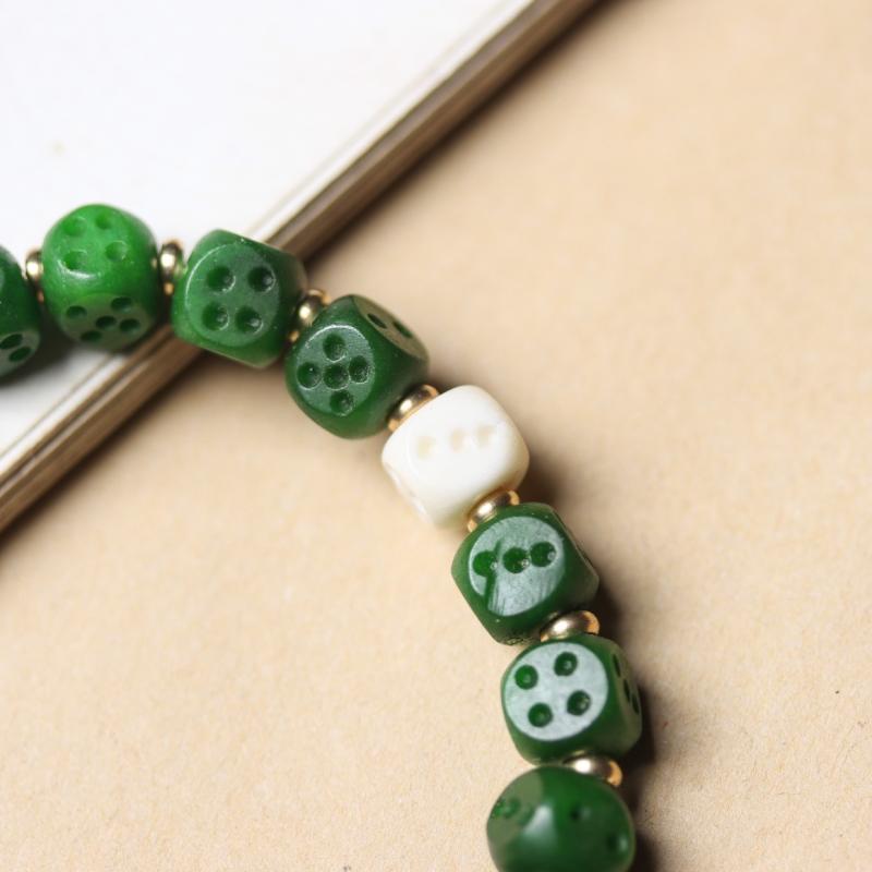 ブレスレット メンズ 男性用 ヤク骨 彫刻 サイコロ 数珠 ブレスレット 文玩