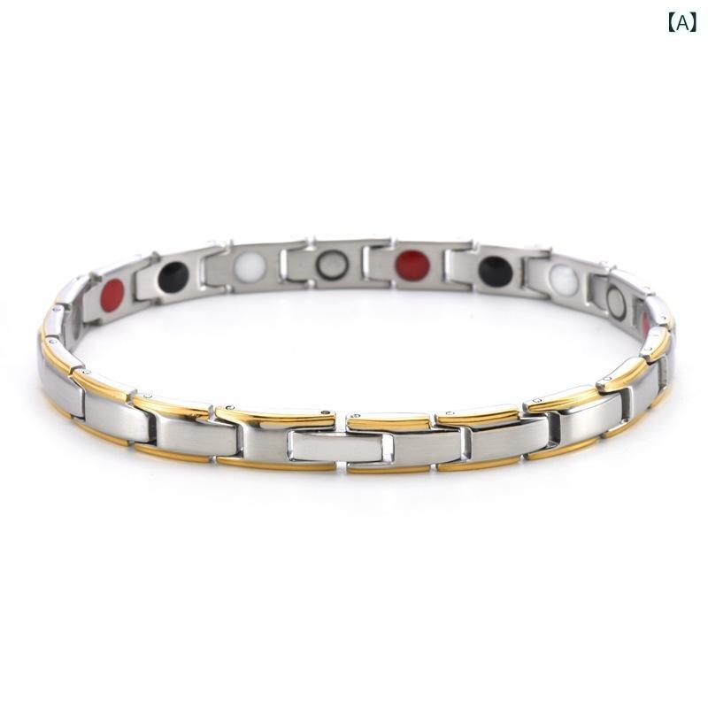 ブレスレット メンズ 男性用 チタン 磁気 幾何学模様 チェーン シルバー ステンレス アレルギー対応 普段使い