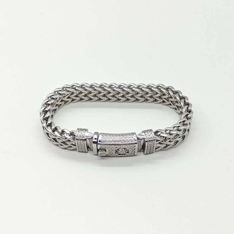 ブレスレット メンズ 男性用 チタン鋼 幾何学模様 スタイル 鋼色 手飾り(x2)