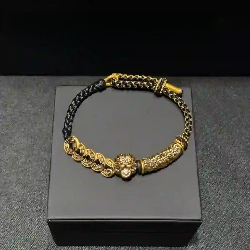 ブレスレット メンズ レディース アクセサリー 五帝銭 貔貅 饕餮紋 ラッキーアイテム 電気メッキ加工 銅製 男女兼用 縁起物