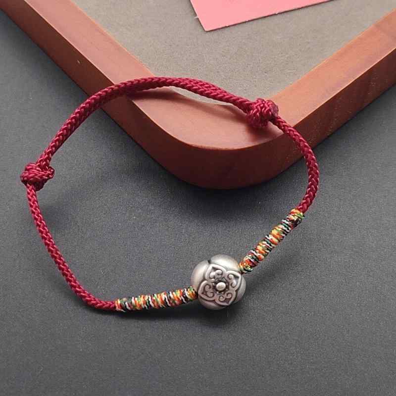 ブレスレット レディース メンズ 柿モチーフ シルバー999 手編み カジュアル 新中式 ペア 普段使い