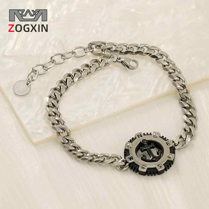 ブレスレット メンズ 男性用 チタン鋼製 幾何学模様 電気メッキ加工 船錨 アンカー モチーフ 豪華 朋克..