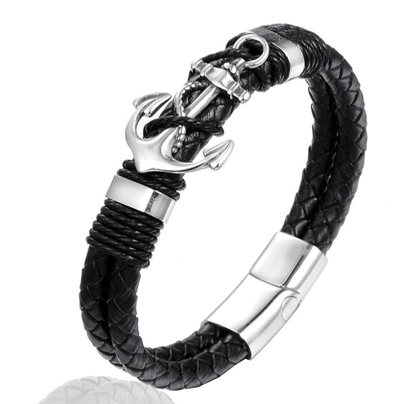 ブレスレット メンズ レディース チタン鋼 編み込み 船錨 錨 普段使い 贈答品 プレゼント 流行 ジュエリー アクセサリー 男女兼用