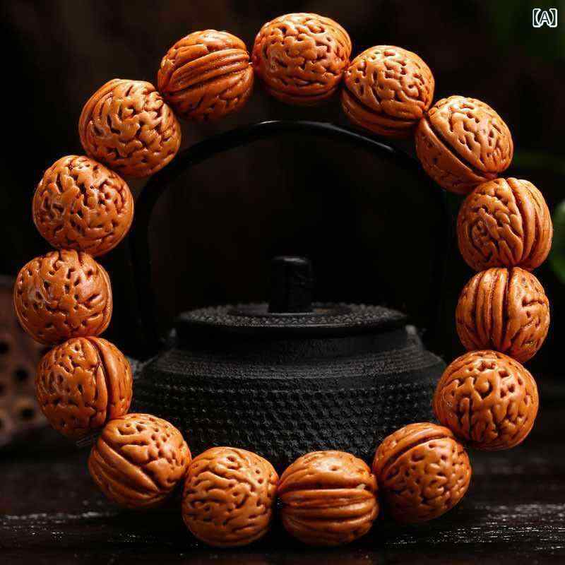 ブレスレット 男性用 桃核 くるみ 胡桃 木 佛珠 男女兼用 アクセサリー