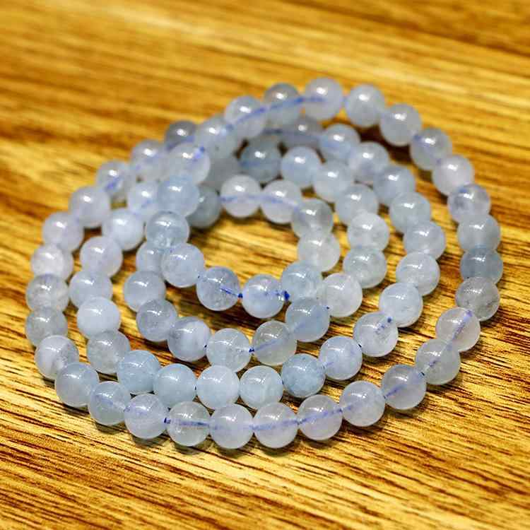 ブレスレット 男性用 石 海藍宝 アクアマリン 3連 数珠 スターシェイプ 腕飾り パワーストーン 民族風 縁起物