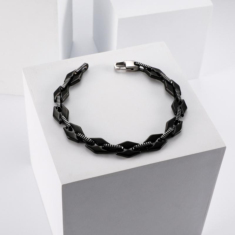 楽天LINEAR shopブレスレット メンズ 男性用 ステンレス製 黒 幾何学模様 チェーン 個性 的 ラッキーアイテム 電気メッキ加工