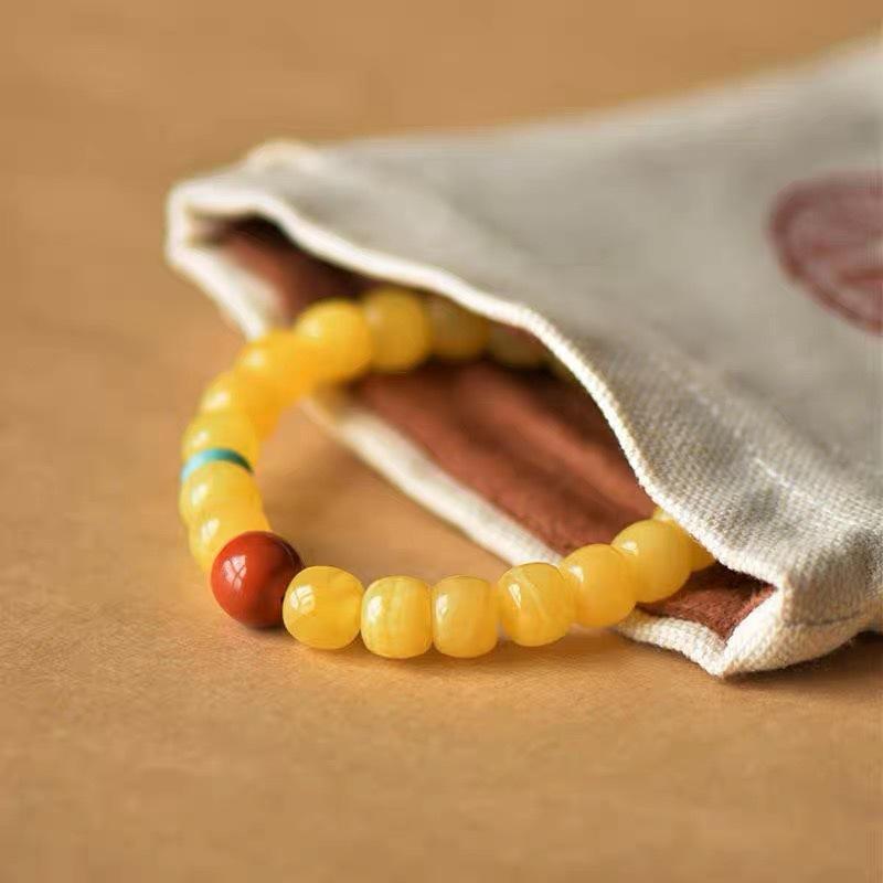 ブレスレット レディース メンズ 老蜜蝋 琥珀(アンバー)風 レトロ アクセサリー