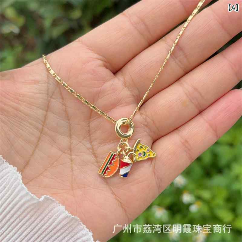 ネックレス 男性用 女性用 ドーパミン アクセサリー 18K ゴールド 電気メッキ加工 原創 ペンダント