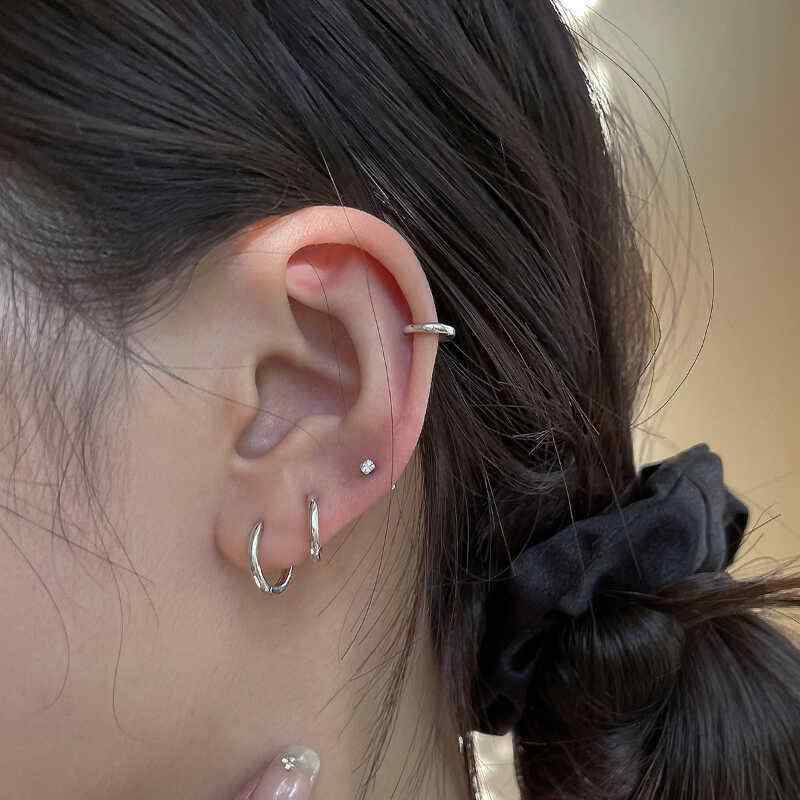 イヤリング 男女兼用 S999 銀製 フープピアス イヤーカフ 高見え シンプル ピアス シルバー999 8mm 10mm 12mm 14mm 16mm 手作り アレルギー対応 つけっぱなし 可能 セカンドピアス