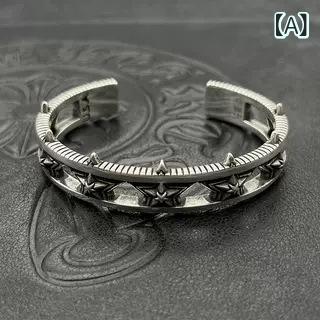 ブレスレット メンズ レディース シルバー925 ヴィンテージ風 多重星 スター モチーフ バングル 男女兼用 アクセサリー お守り 開運