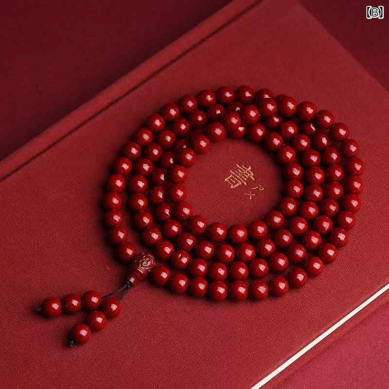 ブレスレット レディース メンズ 朱砂 ジルコニア 108玉 民族風 幾何学模様 アクセサリー 男女兼用 ラッキーアイテム