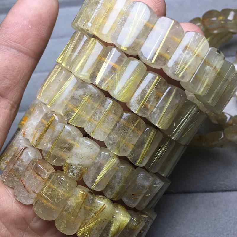 ブレスレット メンズ 男性用 金发晶 タイチンルチル 黄水晶 民族風 幅広 バングル パワーストーン アクセサリー