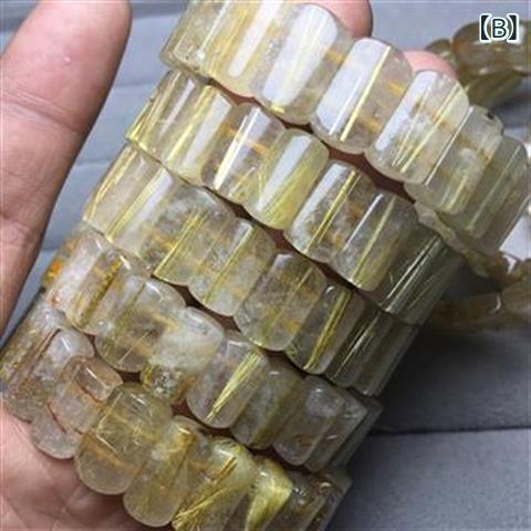 ブレスレット メンズ 男性用 金发晶 タイチンルチル 黄水晶 民族風 幅広 バングル パワーストーン アクセサリー