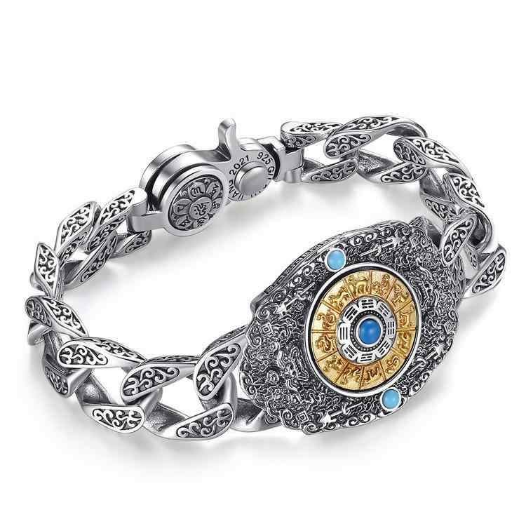 ブレスレット メンズ レディース S925 シルバー アクセサリー 中国風 レトロ ペア 祥雲 吉祥文様 電気メッキ 男女兼用(4)