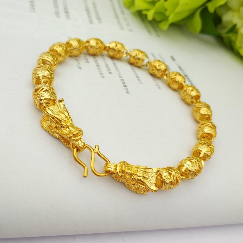 ブレスレット メンズ 男性用 ドラゴンヘッド 透かし彫り 電気メッキ加工 アレルギー対応 普段使い 縁起物 ラッキーアイテム(x2)