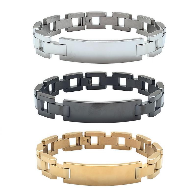 ブレスレット メンズ レディース チタン製 スチールカラー ブラック ゴールド U字型 幾何学模様 手作りアクセサリー OL 通勤 通年