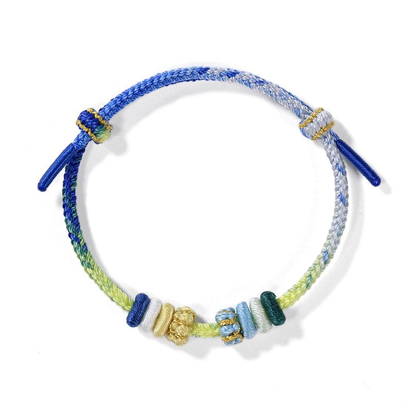 楽天LINEAR shopブレスレット レディース メンズ 手編み 組み紐 ストリング 油絵風 ヴァン・ゴッホ 星月夜 ダリ 真珠の耳飾りの少女 モネ 睡蓮 配色（x2）