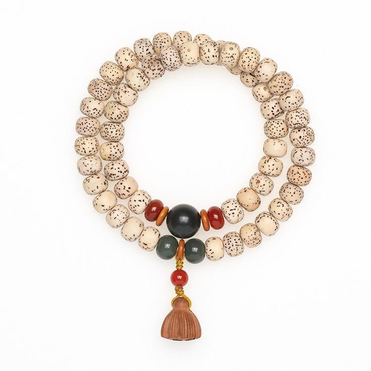 ブレスレット メンズ 風化 星月 ダブル 108玉 简约 手作り 念珠 男性用 アクセサリー 仏具 法具 抛光 黄色