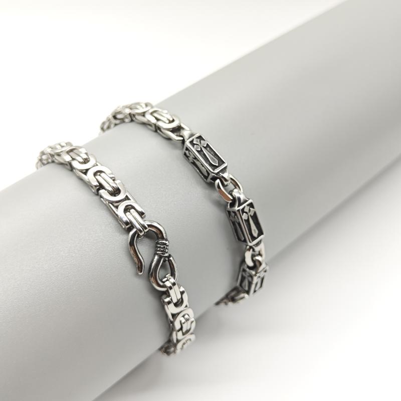 ブレスレット メンズ 男性用 ステンレス 幾何学模様 チェーン スティールカラー 普段使い アクセサリー 小物(x2)