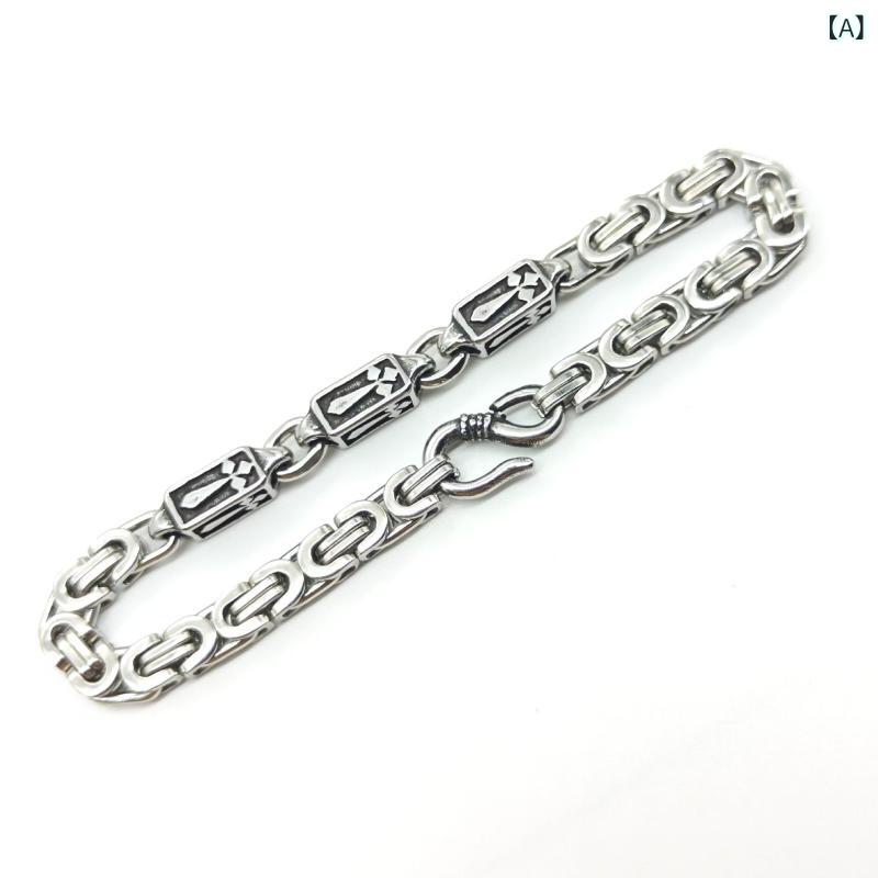ブレスレット メンズ 男性用 ステンレス 幾何学模様 チェーン スティールカラー 普段使い アクセサリー 小物(x2)