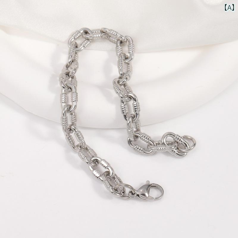 ブレスレット 男性用 チタン鋼 Oリング スパイラル ハンドメイド スチールカラー ゴールドカラー 普段使い