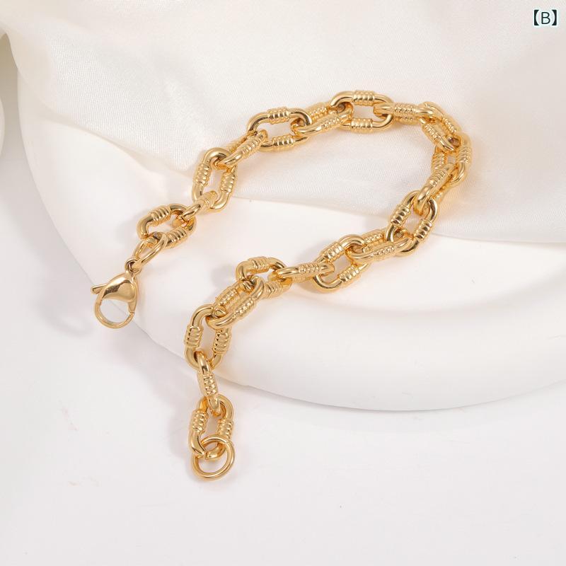 ブレスレット 男性用 チタン鋼 Oリング スパイラル ハンドメイド スチールカラー ゴールドカラー 普段使い