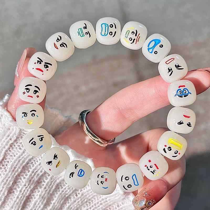 楽天LINEAR shopブレスレット メンズ 白玉菩提 麻雀 彫刻 念珠 男性用 中国風 アクセサリー ラッキーアイテム（x5）