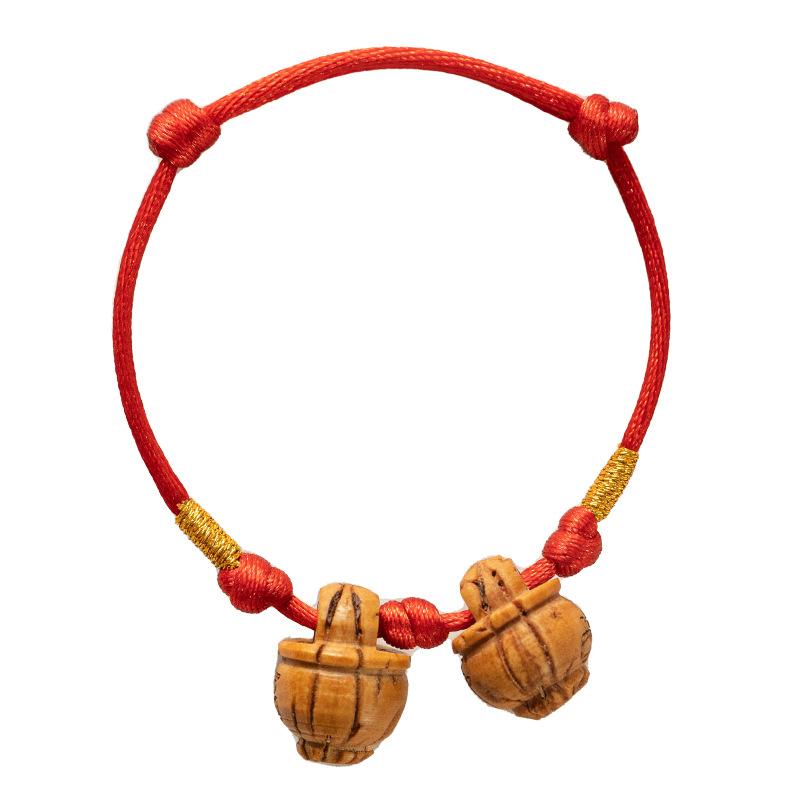 ブレスレット レディース メンズ キッズ 子供 赤ちゃん 桃 桃の木 ハンドメイド 手編み 福 平安 調整可能