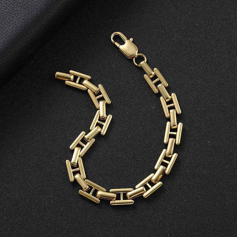 ブレスレット メンズ レディース ステンレス スチール ゴールド H型 アルファベット イニシャル チェーン 男女兼用 手作り ハンドメイド ジュエリー アニバーサリー(x2)