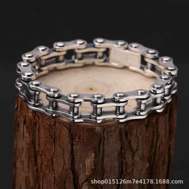 ブレスレット 男性用 ステンレス 自転車 チェーン スタイル 腕輪 ブラック スチールカラー メンズ レディース 男女兼用 アクセサリー ジュエリー(x3)