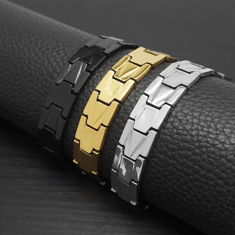 ブレスレット 男性用 チタン鋼 幾何学模様 電気メッキ加工 普段使い 힙합 パンク ロック ステンレス(x2)