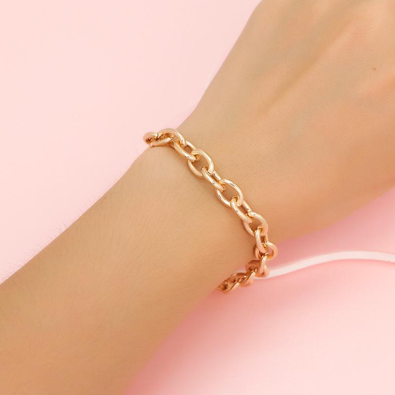 ブレスレット 男性用 メンズ ヒップホップ 太め チェーン ゴールド ゴールドカラー 幾何学模様 メタル 手作り 個性的 スタイル 手首 アクセサリー