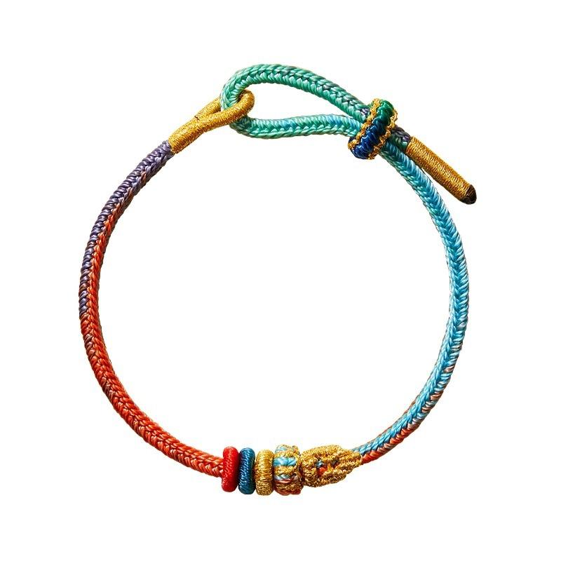 楽天LINEAR shopブレスレット レディース メンズ 幸運のお守り 手編み 五彩紐 民族風 ハンドメイド アクセサリー ラッキーアイテム