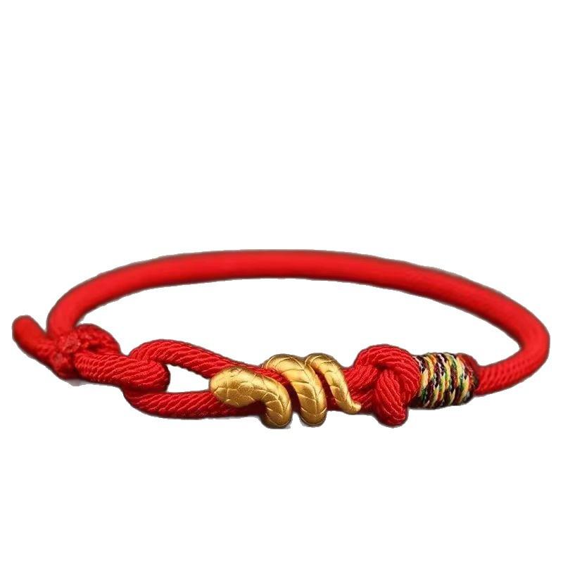 ブレスレット レディース メンズ 蛇 へび ヘビ 竜 ドラゴン 編み込み レッド ブラック 赤 黒 立体装飾 ラッキーアイテム 男女兼用