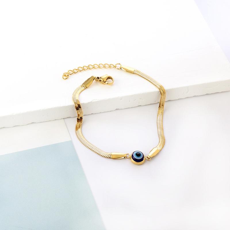 ブレスレット メンズ レディース アクセサリー ブルー 猫目石 眼鏡 蛇骨 チェーン ゴールド スチール色 個性派 アクリル製 流行