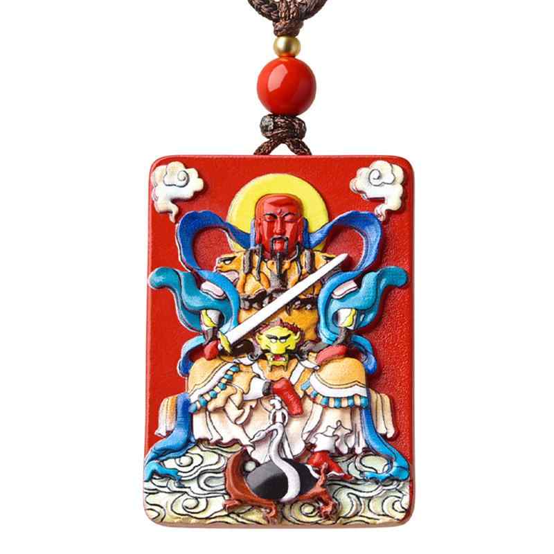 ネックレス メンズ レディース 朱砂彩绘 真武大帝 ペンダント 原矿水飞砂 玄坛上帝 アクセサリー お守り 新中式 個性風 縁起物 ラッキーアイテム