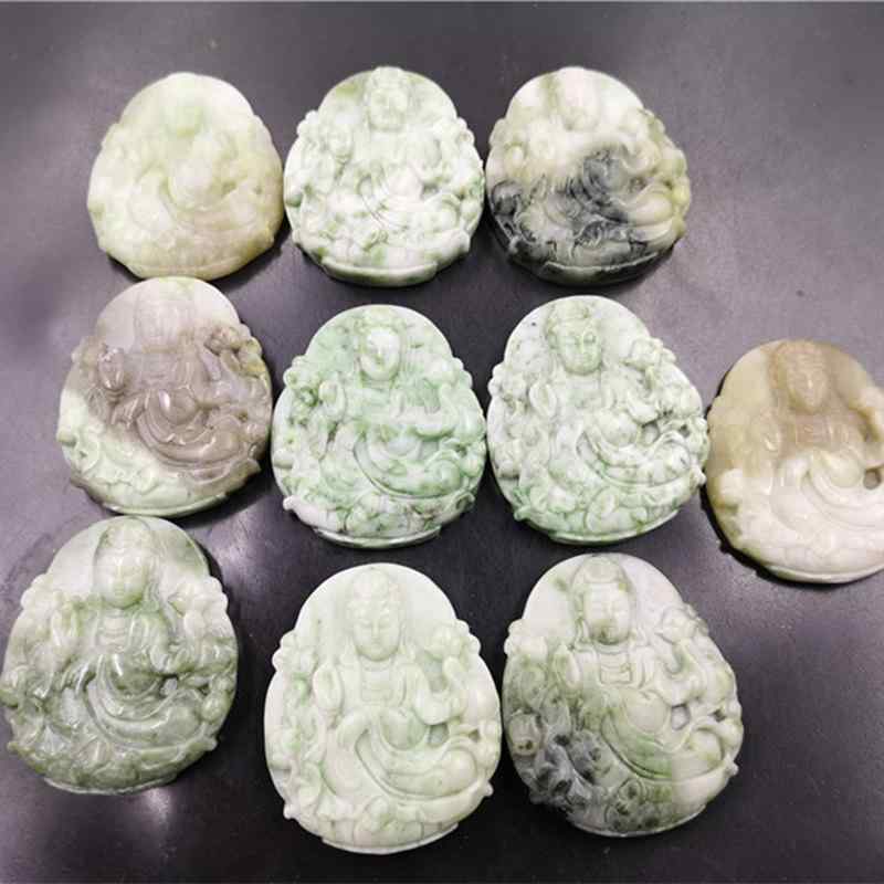 ネックレス メンズ 男性用 独山玉 観音 ペンダント 55mmx45mm 玉 アクセサリー(x2)